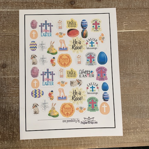 Easter white stickers sheet