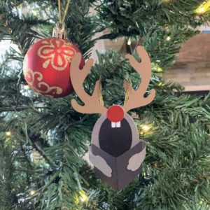 Singer reindeer tree ornament